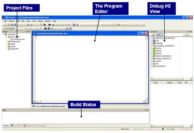 How to write assembly code in avr studio